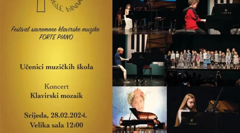 Naši učenici nastupiće na 10. Festivalu savremene klavirske muzike “Forte piano”, koji će se održati 27. i 28. februara, u KIC-u “Budo Tomović”.